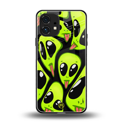 trippy aliens back phone cover | glass case for nothing phone 1