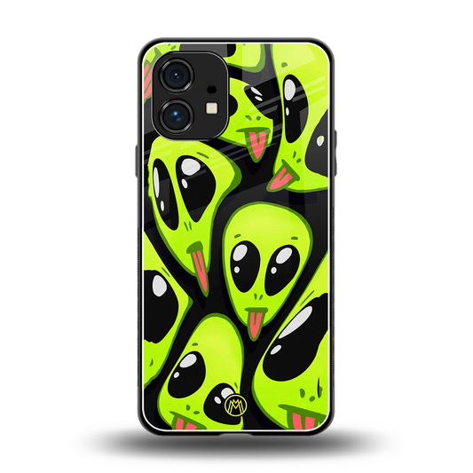 trippy aliens back phone cover | glass case for nothing phone 1