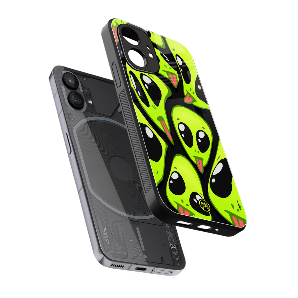 trippy aliens back phone cover | glass case for nothing phone 1