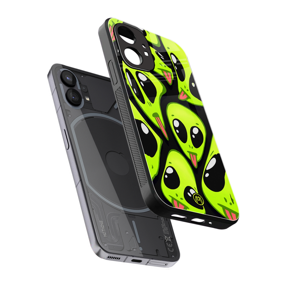 trippy aliens back phone cover | glass case for nothing phone 1