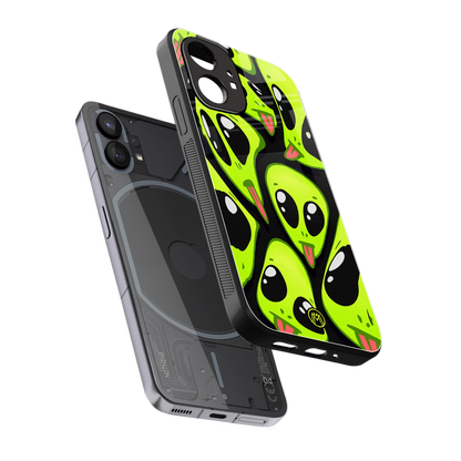 trippy aliens back phone cover | glass case for nothing phone 1