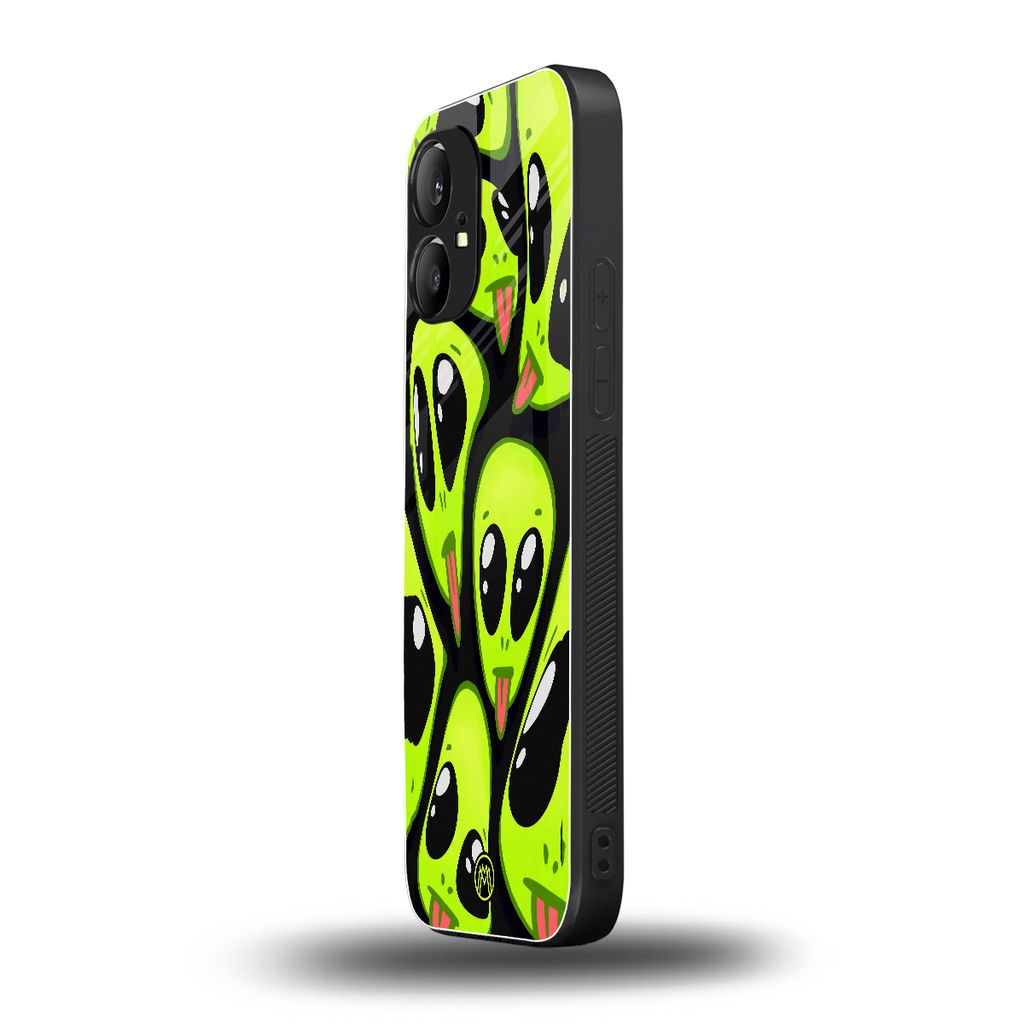 trippy aliens back phone cover | glass case for nothing phone 1