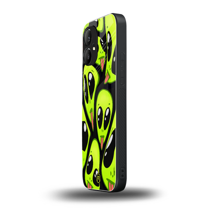 trippy aliens back phone cover | glass case for nothing phone 1