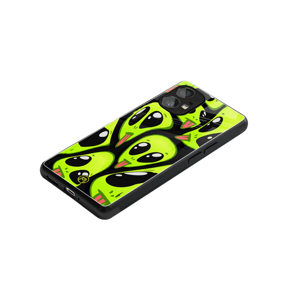trippy aliens back phone cover | glass case for nothing phone 1