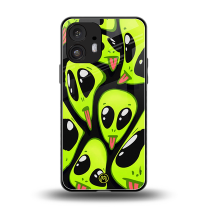 trippy aliens back phone cover | glass case for nothing phone 2