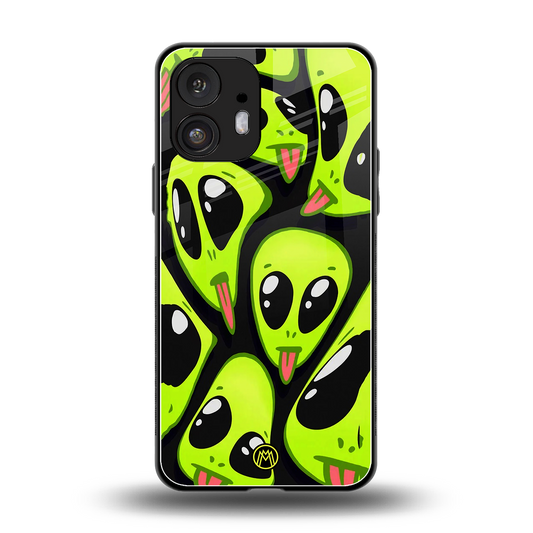 trippy aliens back phone cover | glass case for nothing phone 2