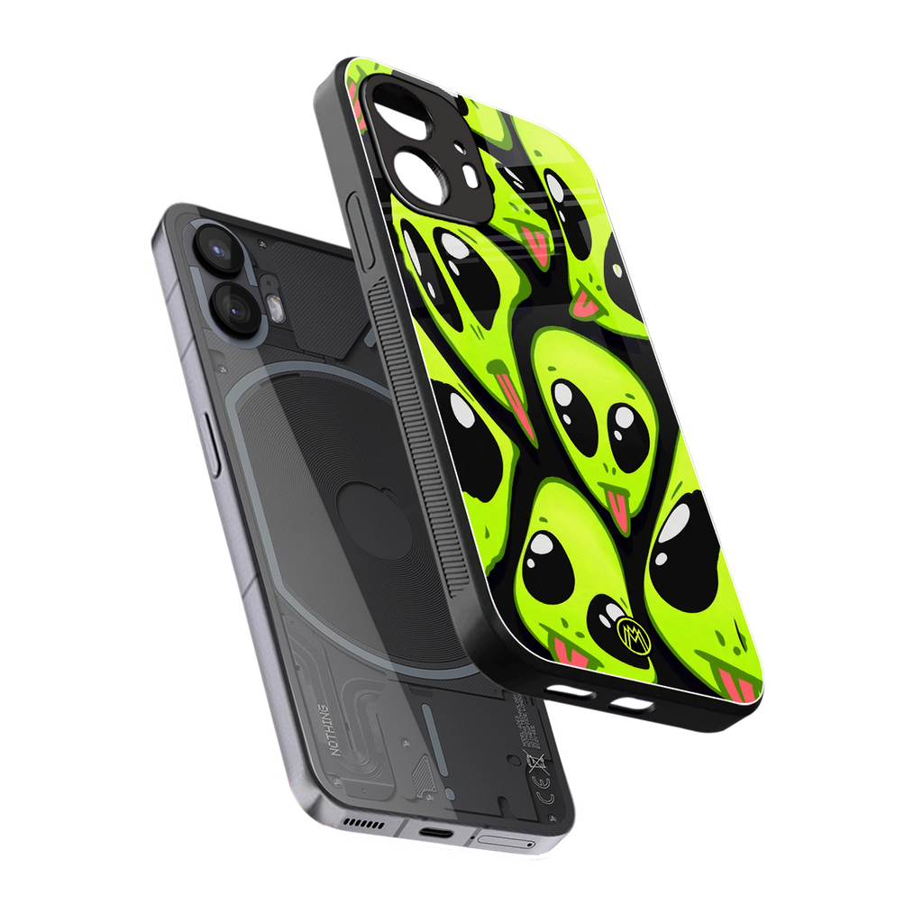 trippy aliens back phone cover | glass case for nothing phone 2
