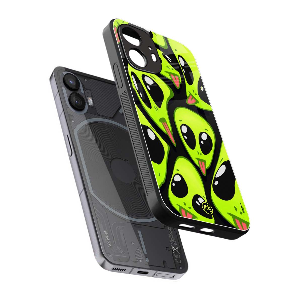 trippy aliens back phone cover | glass case for nothing phone 2