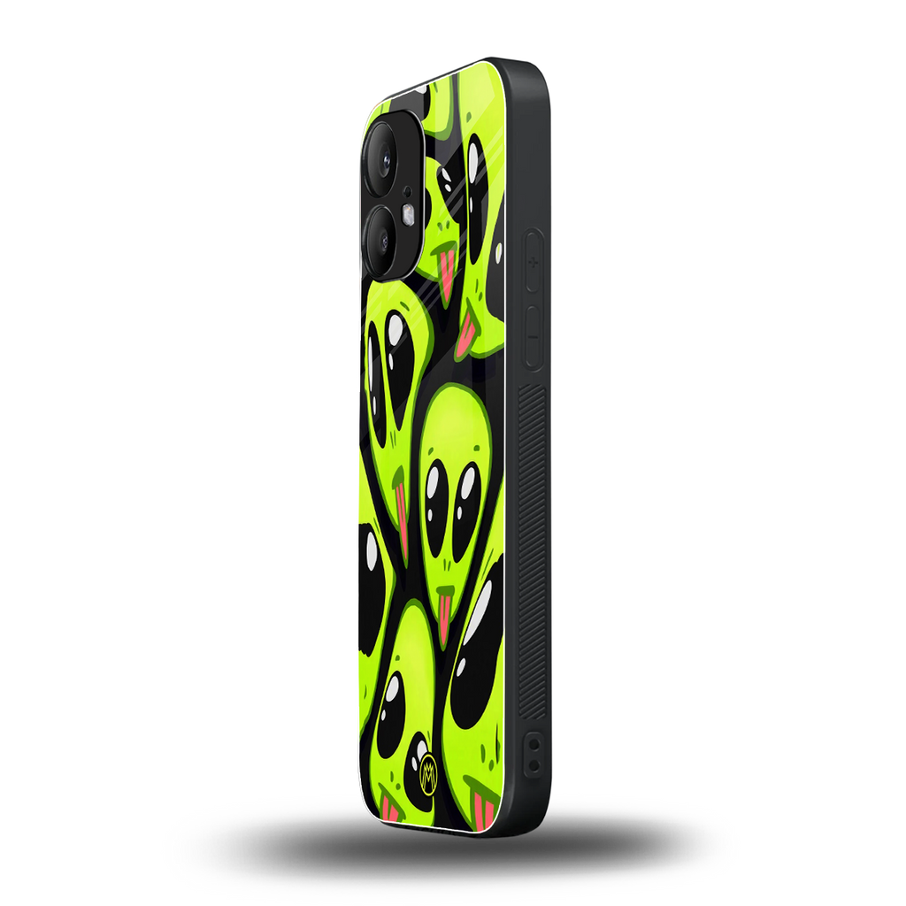 trippy aliens back phone cover | glass case for nothing phone 2