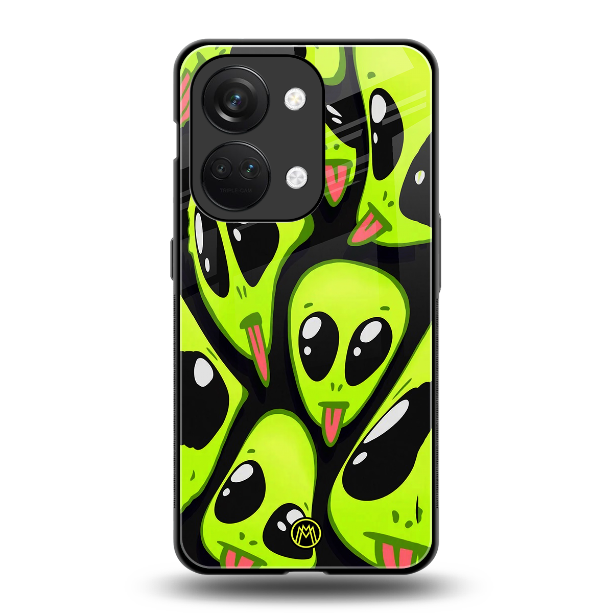 trippy aliens back phone cover | glass case for oneplus nord 3