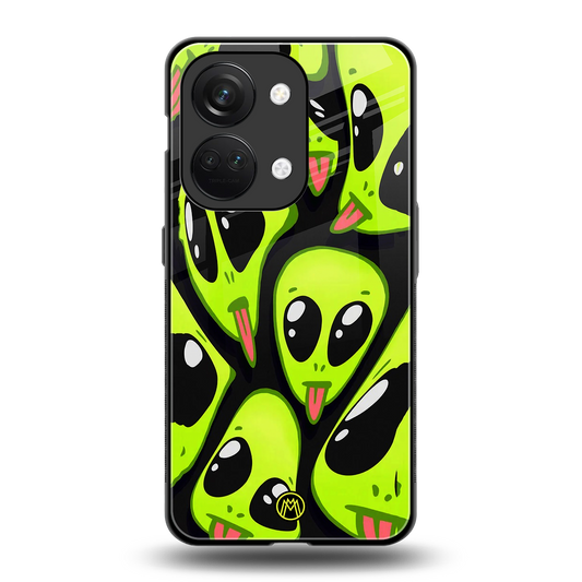 trippy aliens back phone cover | glass case for oneplus nord 3