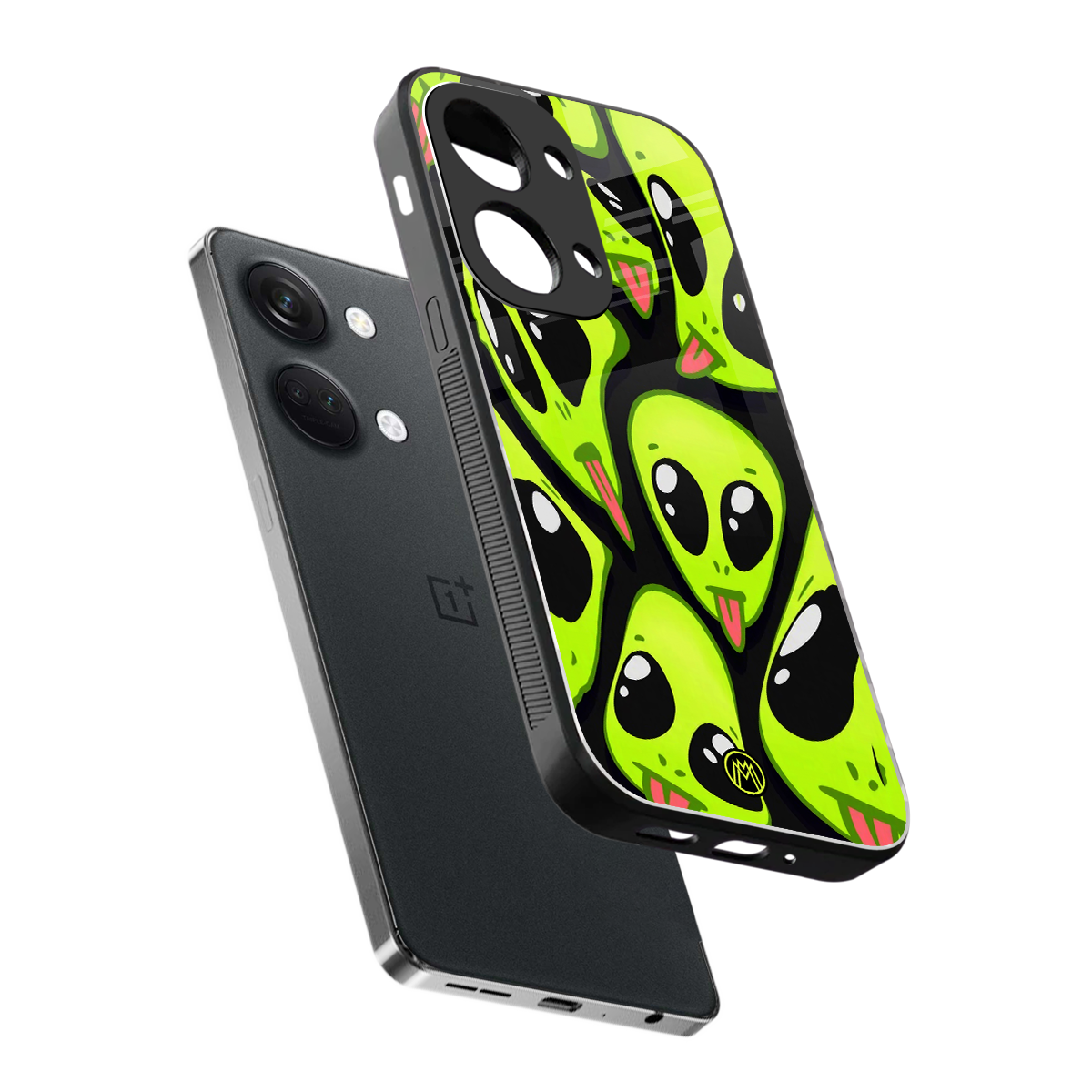 trippy aliens back phone cover | glass case for oneplus nord 3
