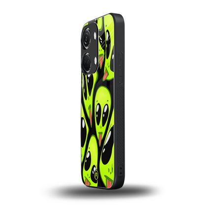 trippy aliens back phone cover | glass case for oneplus nord 3
