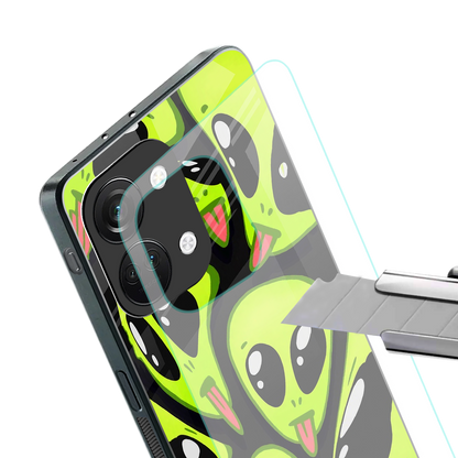 trippy aliens back phone cover | glass case for oneplus nord 3