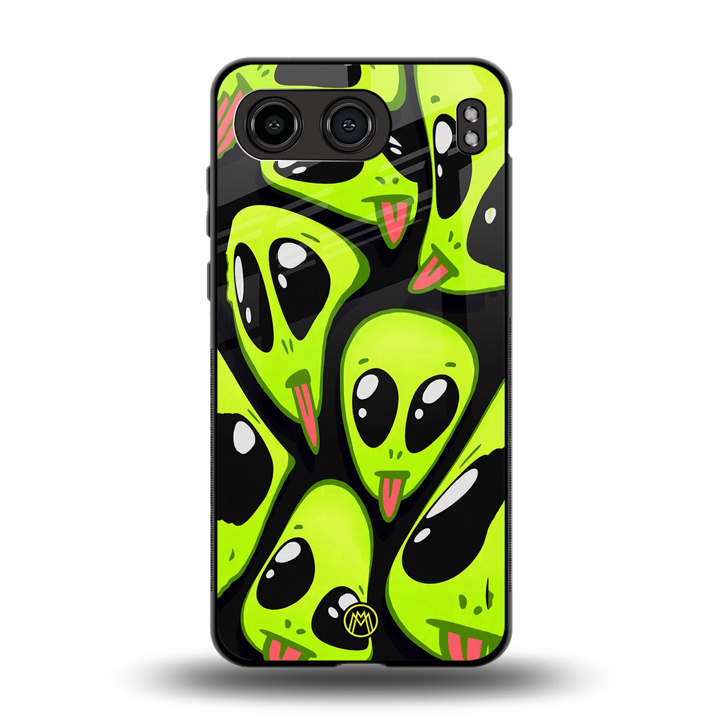trippy aliens back phone cover | glass case for oneplus nord 4