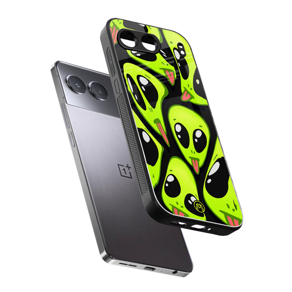 trippy aliens back phone cover | glass case for oneplus nord 4