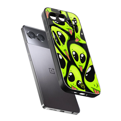 trippy aliens back phone cover | glass case for oneplus nord 4
