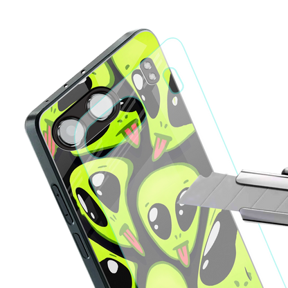 trippy aliens back phone cover | glass case for oneplus nord 4