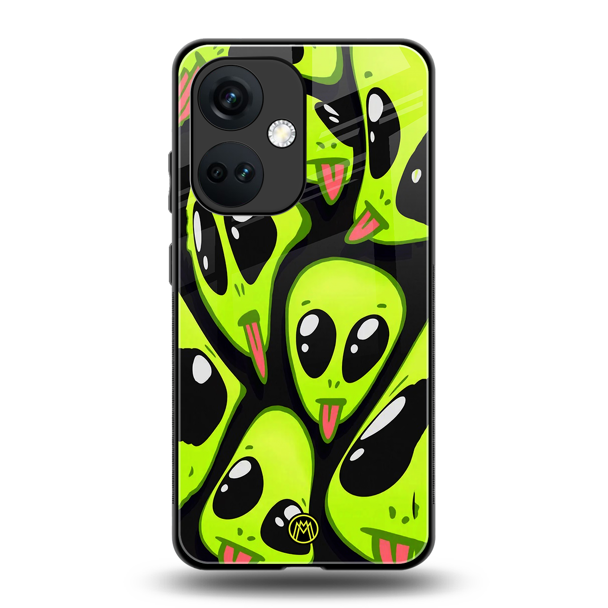trippy aliens back phone cover | glass case for oneplus nord ce 3
