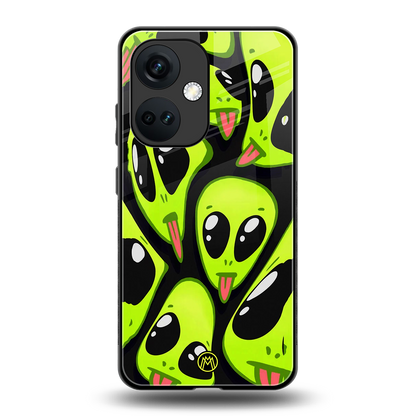 trippy aliens back phone cover | glass case for oneplus nord ce 3