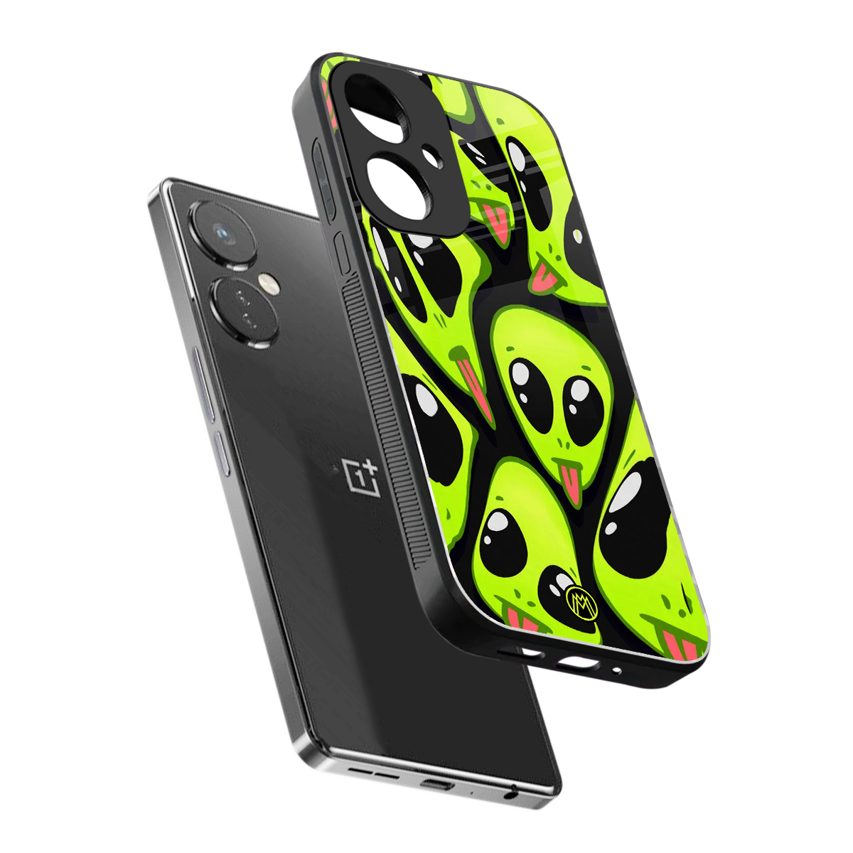 trippy aliens back phone cover | glass case for oneplus nord ce 3