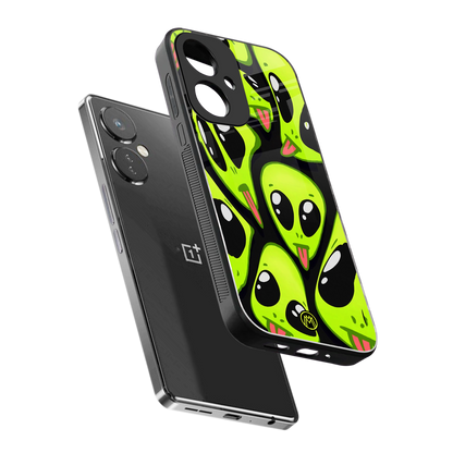 trippy aliens back phone cover | glass case for oneplus nord ce 3