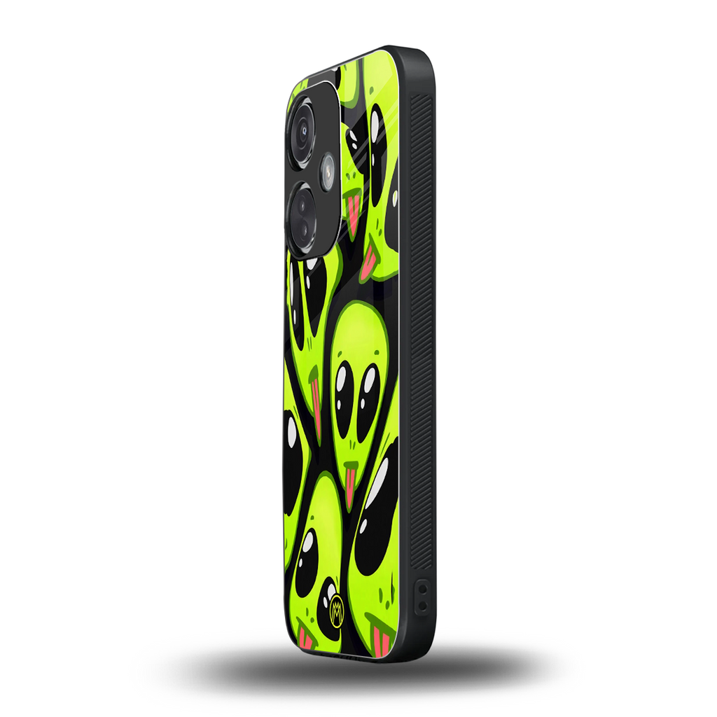 trippy aliens back phone cover | glass case for oneplus nord ce 3