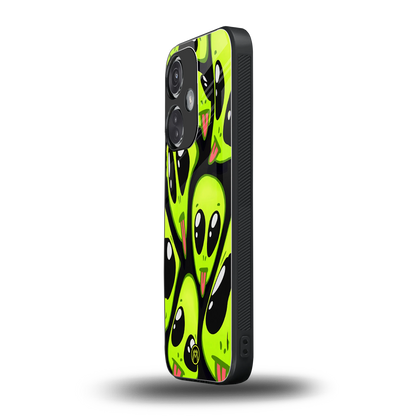 trippy aliens back phone cover | glass case for oneplus nord ce 3