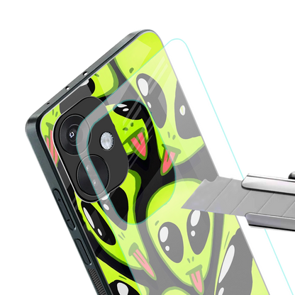 trippy aliens back phone cover | glass case for oneplus nord ce 3
