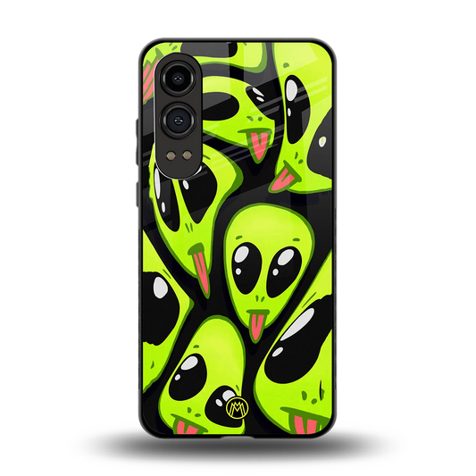 trippy aliens back phone cover | glass case for oneplus nord ce 4 lite