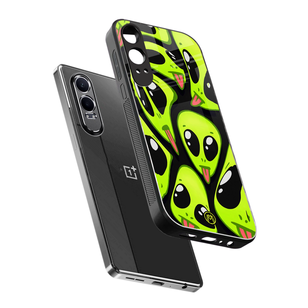trippy aliens back phone cover | glass case for oneplus nord ce 4 lite