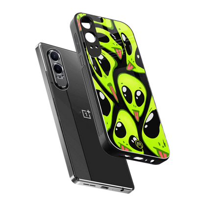 trippy aliens back phone cover | glass case for oneplus nord ce 4 lite