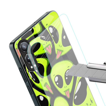 trippy aliens back phone cover | glass case for oneplus nord ce 4 lite