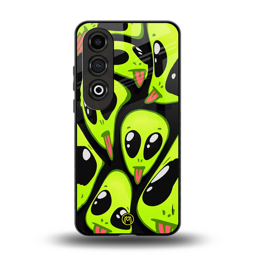 trippy aliens back phone cover | glass case for oneplus nord ce 4