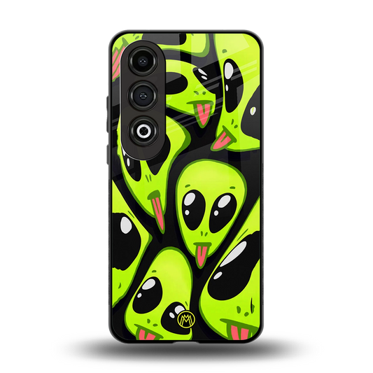 trippy aliens back phone cover | glass case for oneplus nord ce 4