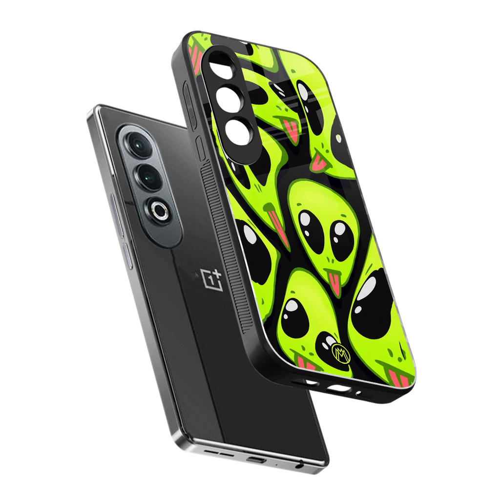 trippy aliens back phone cover | glass case for oneplus nord ce 4