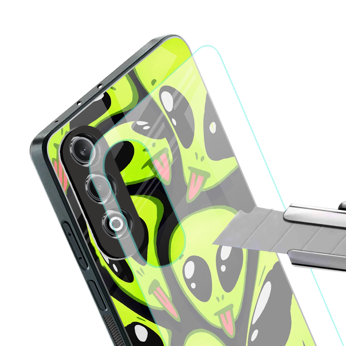 trippy aliens back phone cover | glass case for oneplus nord ce 4