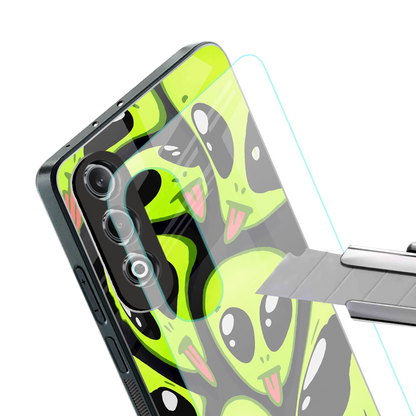 trippy aliens back phone cover | glass case for oneplus nord ce 4