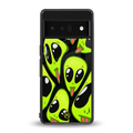 trippy aliens back phone cover | glass case for google pixel 6 pro