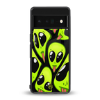 trippy aliens back phone cover | glass case for google pixel 6 pro