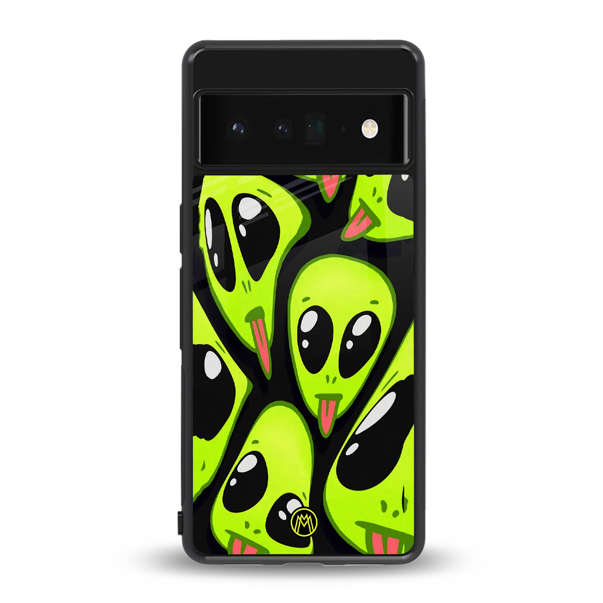 trippy aliens back phone cover | glass case for google pixel 6 pro