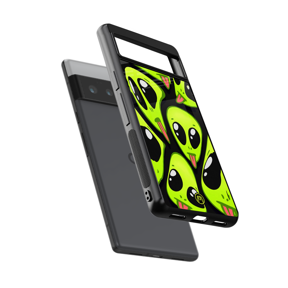 trippy aliens back phone cover | glass case for google pixel 6 pro