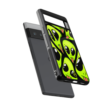 trippy aliens back phone cover | glass case for google pixel 6 pro