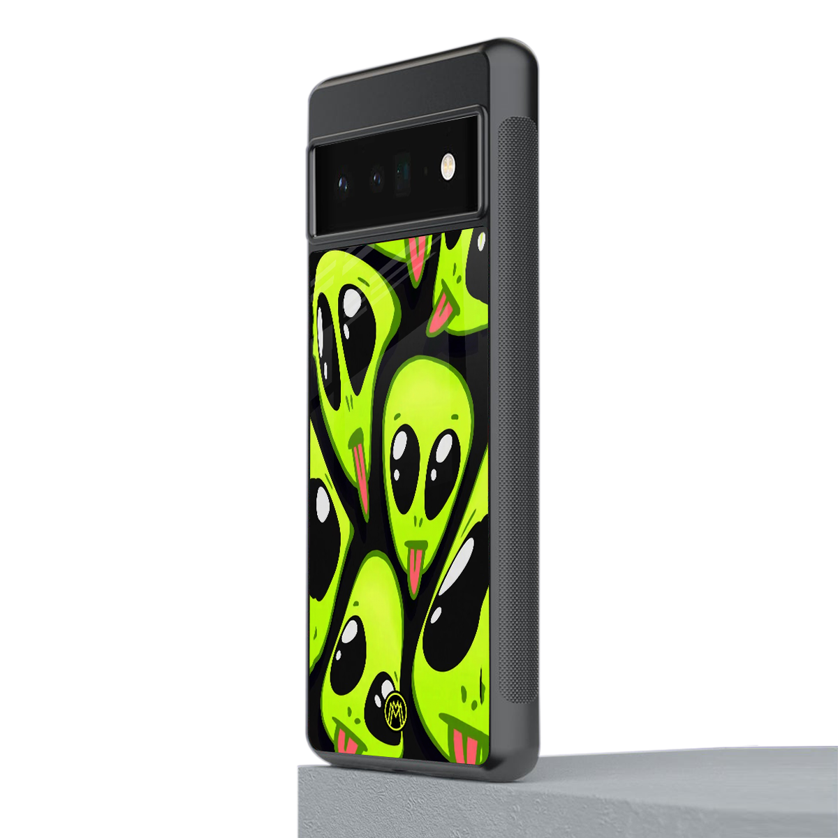 trippy aliens back phone cover | glass case for google pixel 6 pro