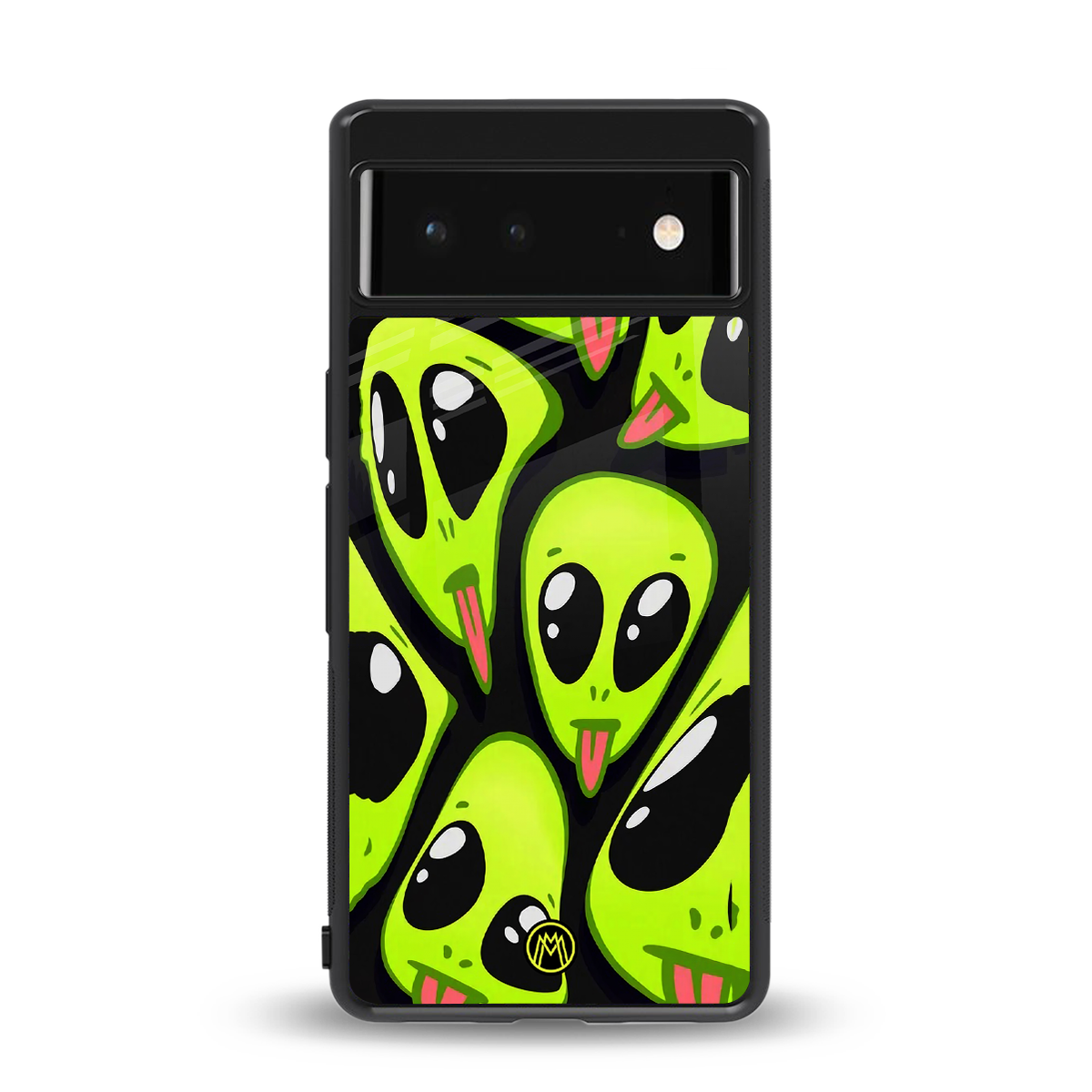 trippy aliens back phone cover | glass case for google pixel 6