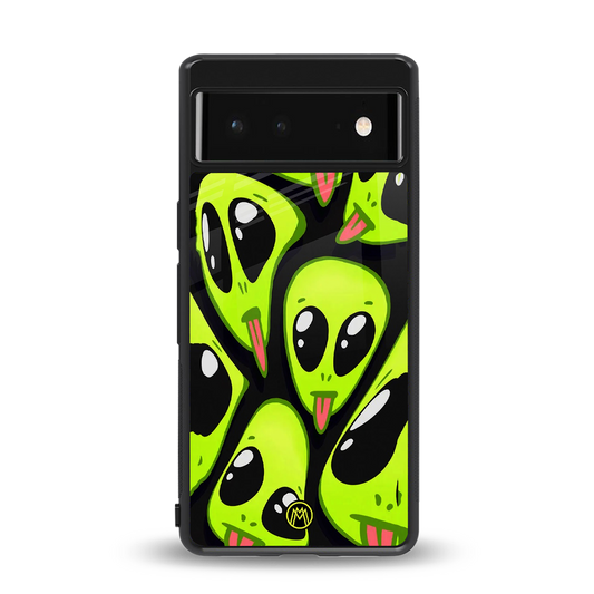 trippy aliens back phone cover | glass case for Google Pixel 6A