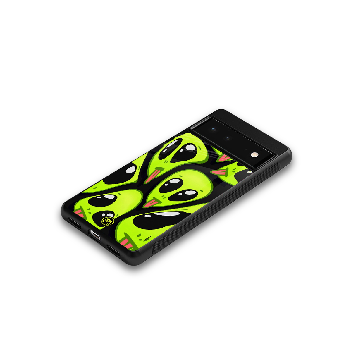 trippy aliens back phone cover | glass case for google pixel 6