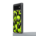trippy aliens back phone cover | glass case for google pixel 6