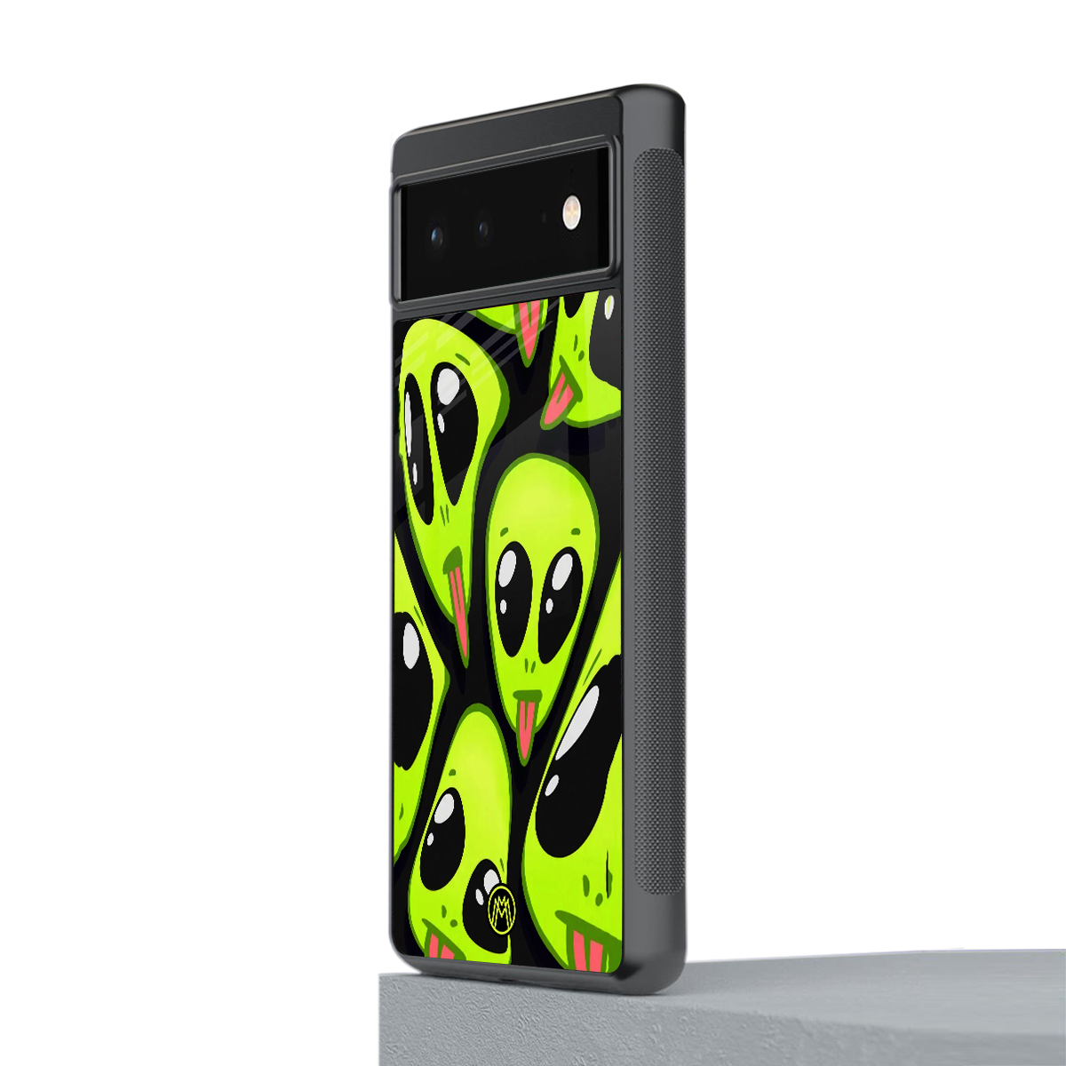 trippy aliens back phone cover | glass case for google pixel 6