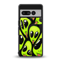 trippy aliens back phone cover | glass case for google pixel 7 pro
